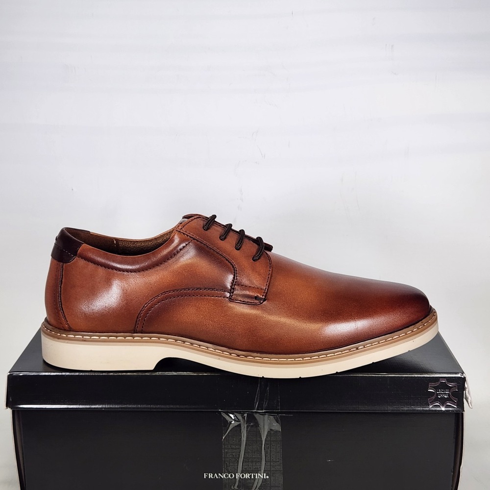 Franco Fortini Jefferey Dress Shoes Mens Size 12 Cognac Leather Oxford Derby